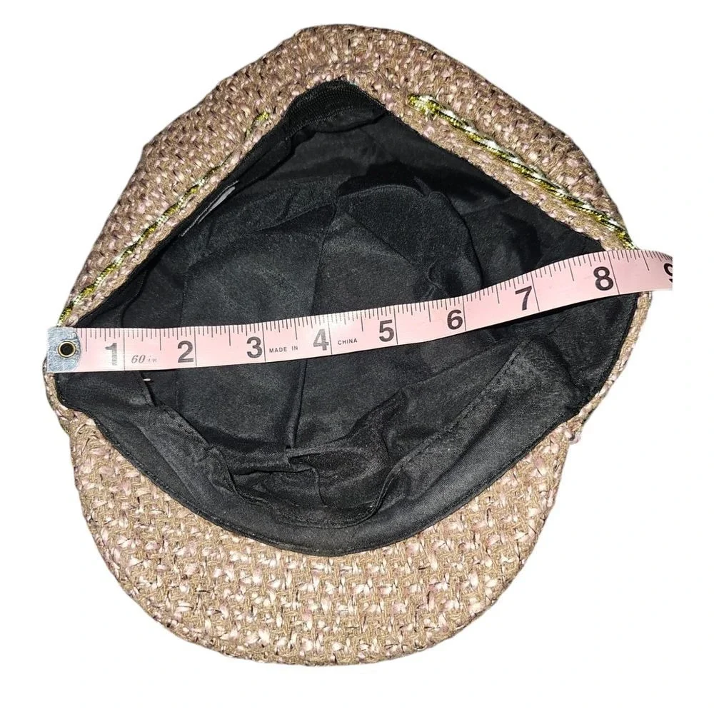 Charming Charlie Vintage-Style Tweed Newsboy‎ Cap with Gold Braided Trim